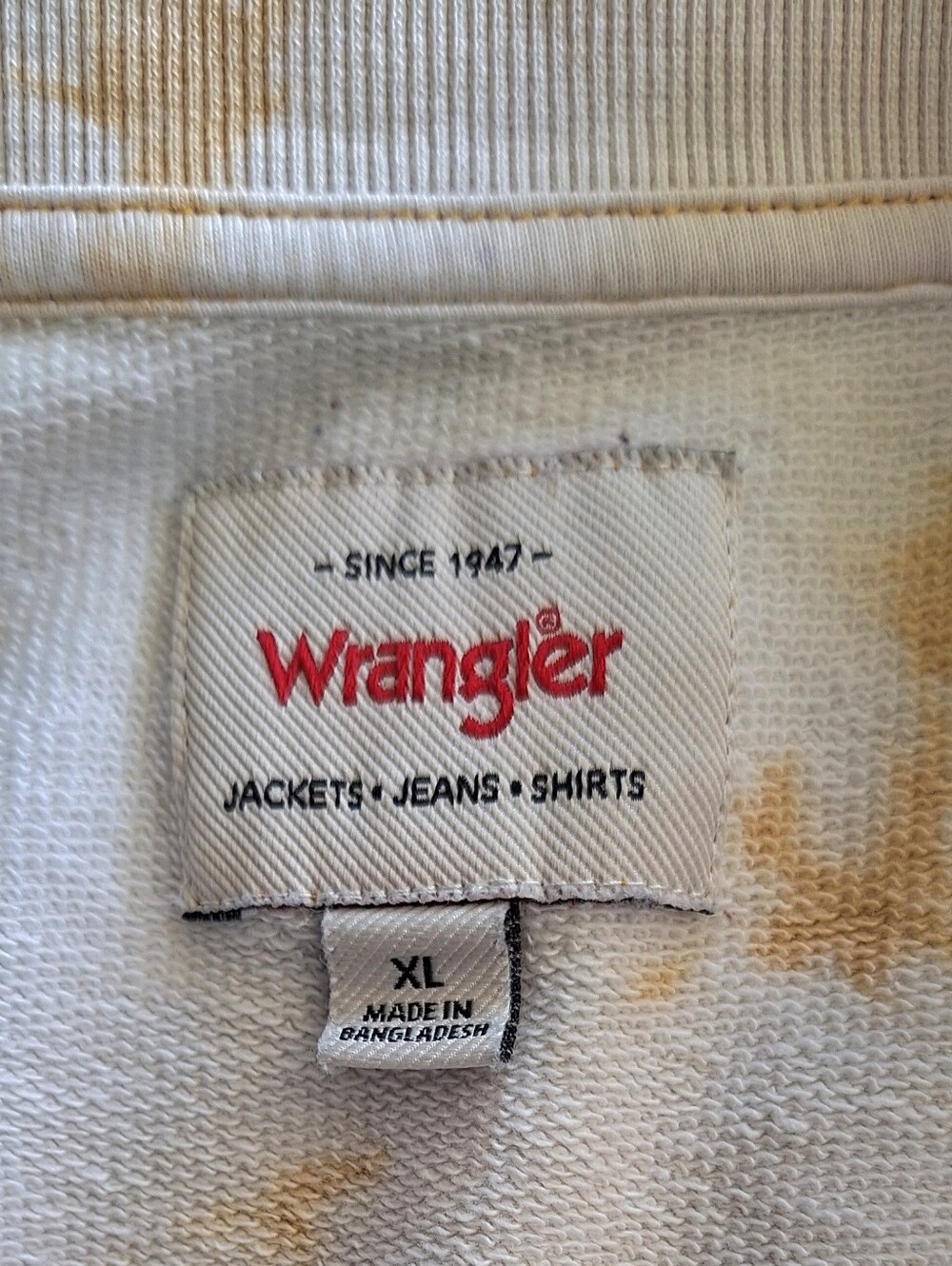 Wrangler Cowhide Print Sweatshirt XL Cream Mustard Pullover Western Lounge Top - Picture 3 of 3